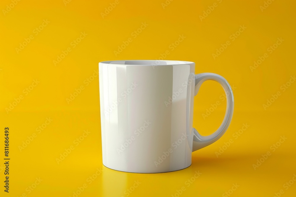 white mug mockup on a yellow background copy space white mug mockup on a yellow background copy space