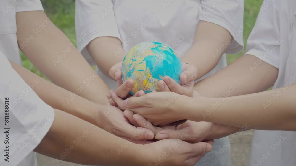 Unity to Save The World. Diverse Hands Holding Globe. Save The Planet, Earth Day. Unity to Save The World. Diverse Hands Holding Globe. Save The Planet, Earth Day.