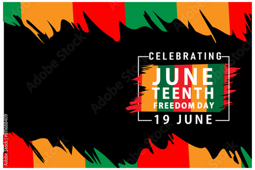 Juneteenth Independence Day. Freedom or Emancipation day. Annual american holiday, celebrated in June 19. African-American history and heritage. Poster, greeting card, banner and background. Vector