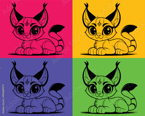 Photography Caracal vector for drawing book