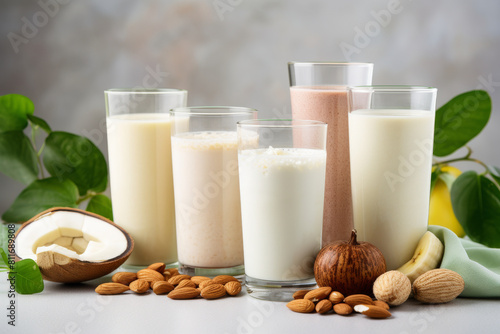 Assorted Collection of Nut and Fruit Based Milk Glasses