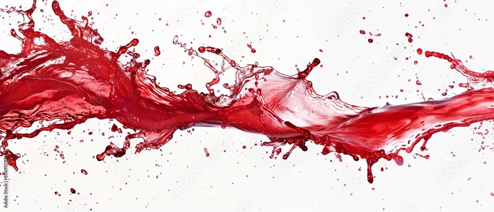 A vibrant image of a red water splash captured in highspeed photography, set against a stark white background, designed for ads with ample copy space A vibrant image of a red water splash captured in highspeed photography, set against a stark white background, designed for ads with ample copy space