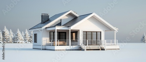 a minimalistic very simgple 3D model of a simple house white colors