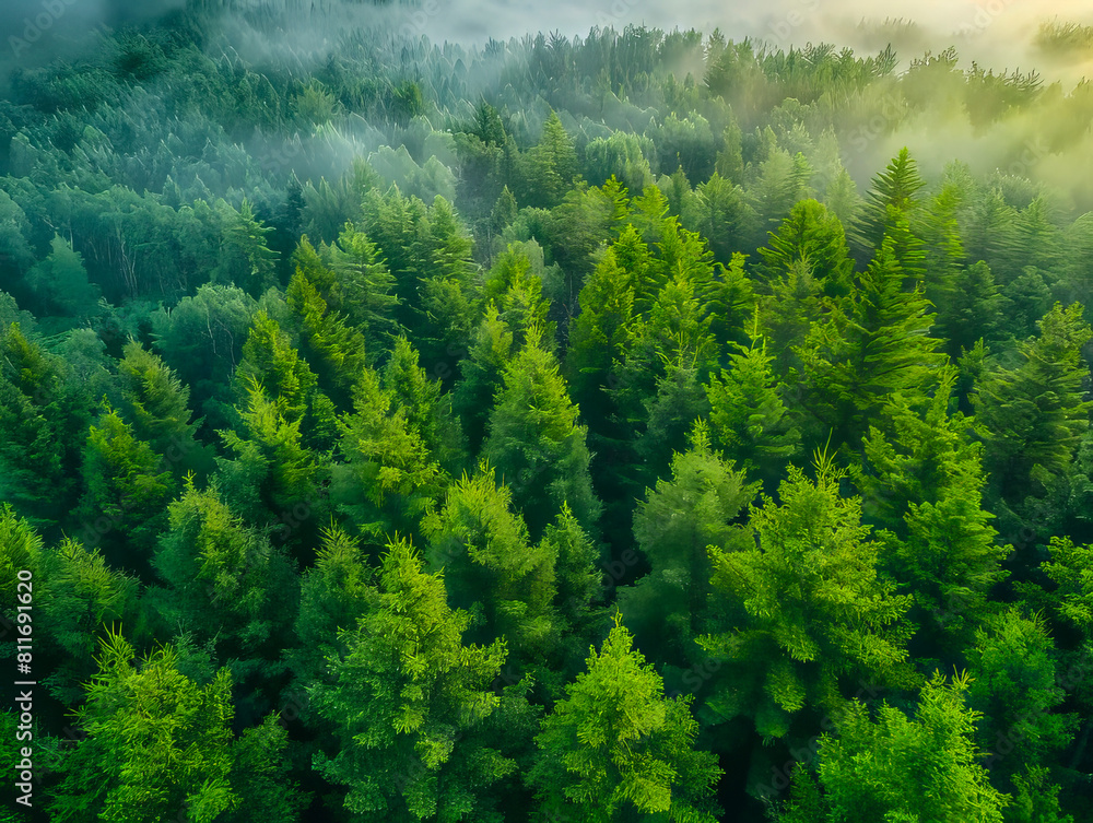 Aerial view of a forest with green trees. Aerial view of a forest with green trees.