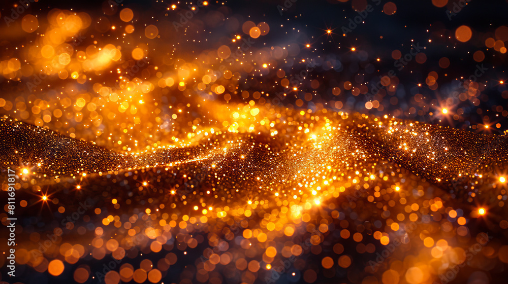 A dark background with gold sparkles. A dark background with gold sparkles.