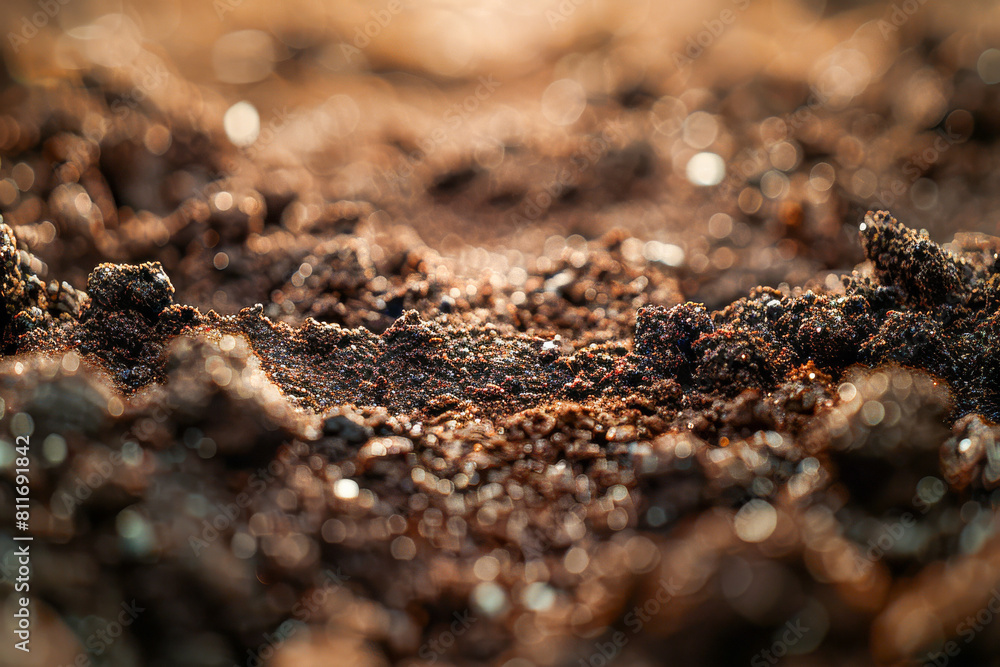 Intricate Details of Soil Texture Enhanced by Sunlight Intricate Details of Soil Texture Enhanced by Sunlight