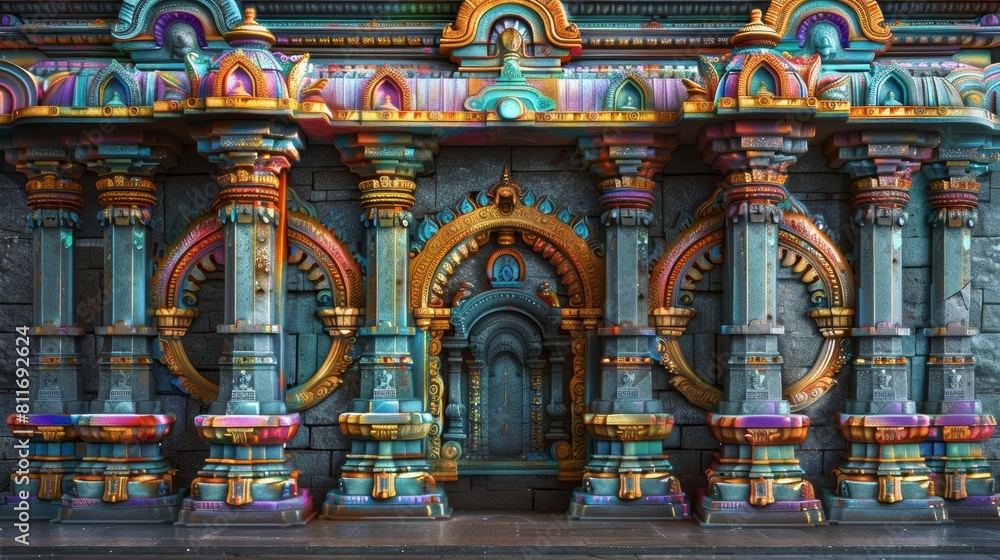 south indian hindu temple wall with arch