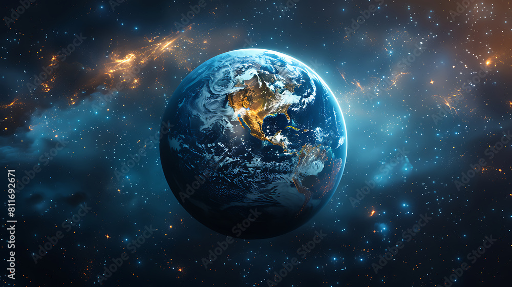 Obraz premium Business Blue Color Block Earth Background. Generative Ai