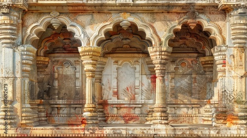 south indian hindu temple wall with arch