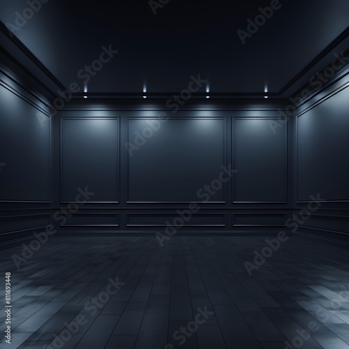 Empty elegant dark room. Generative AI.