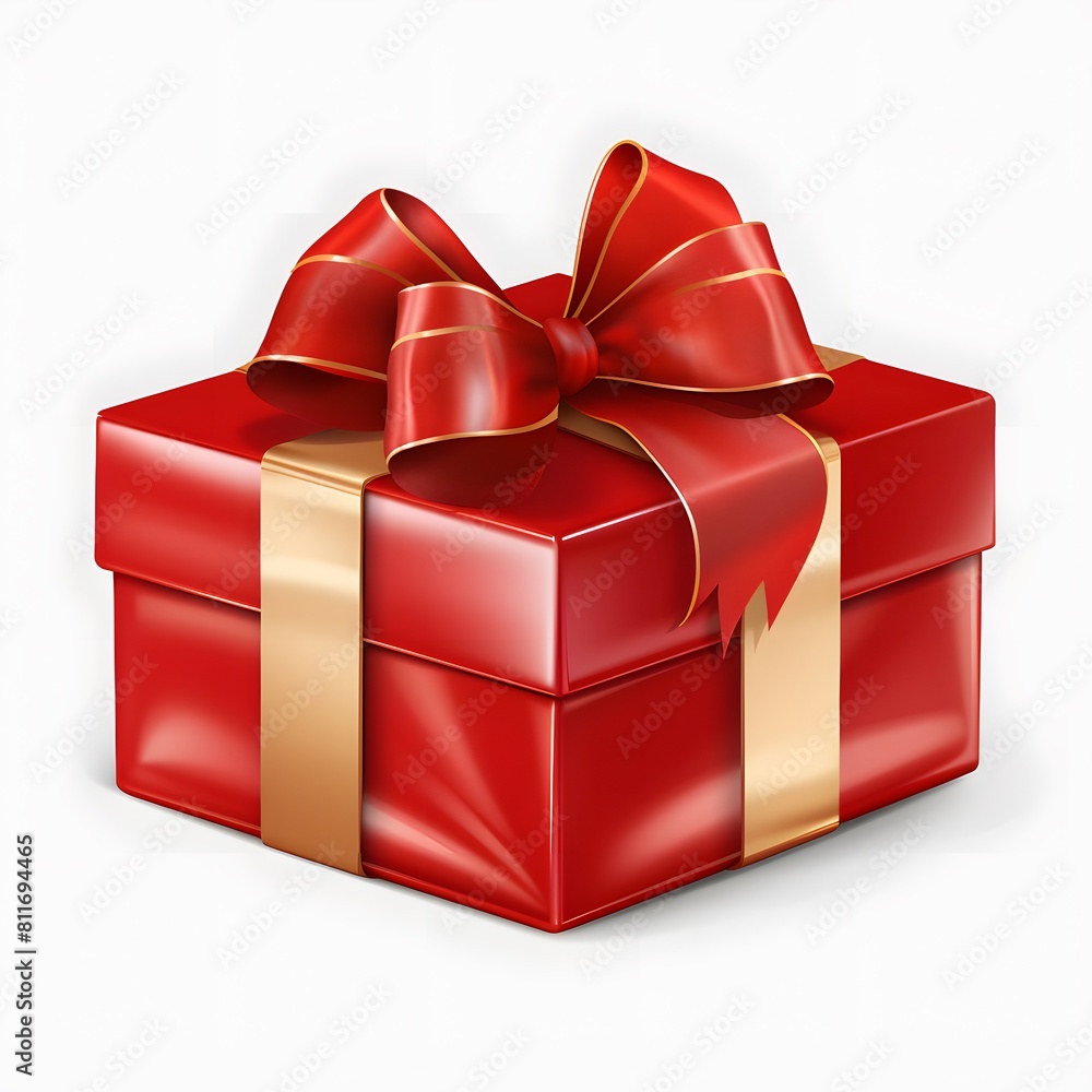 Gift box with ribbon isolated on white transparent. Generative AI. Gift box with ribbon isolated on white transparent. Generative AI.