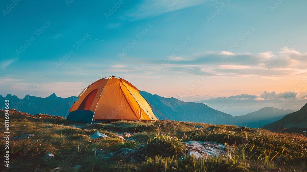 camping and hiking on the mountains and woods traveling