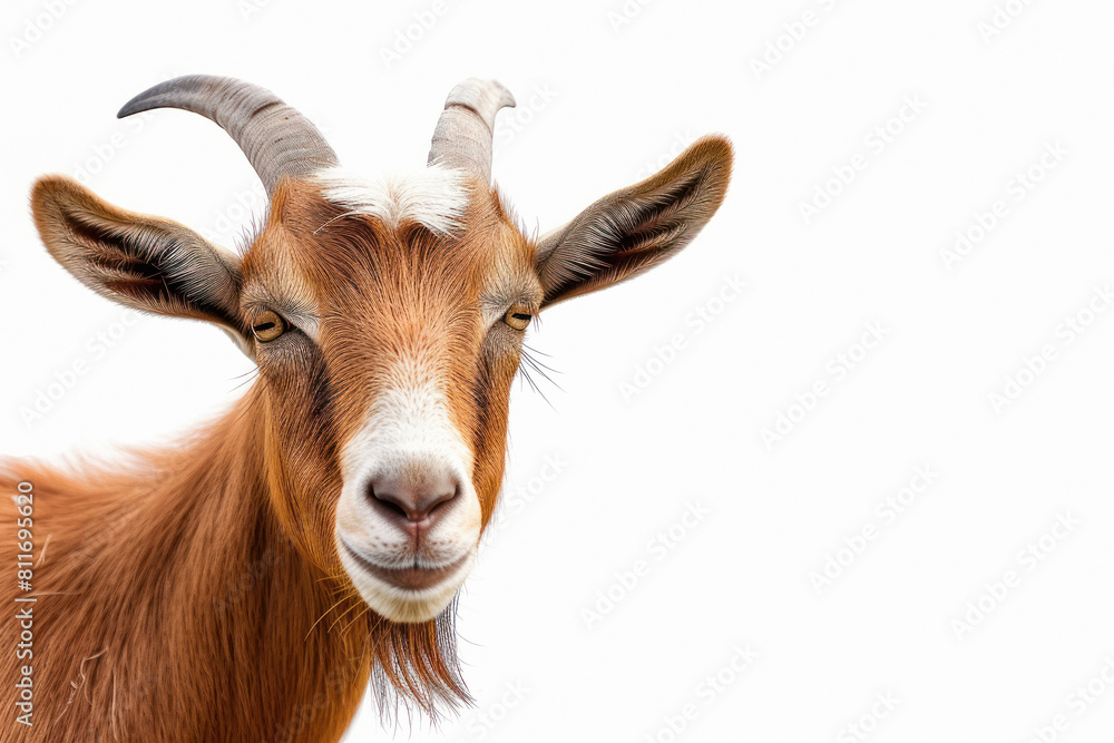 goat face on white background goat face on white background