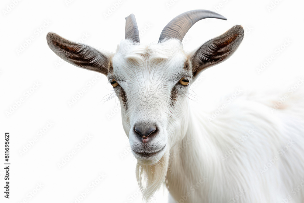 goat face on white background goat face on white background