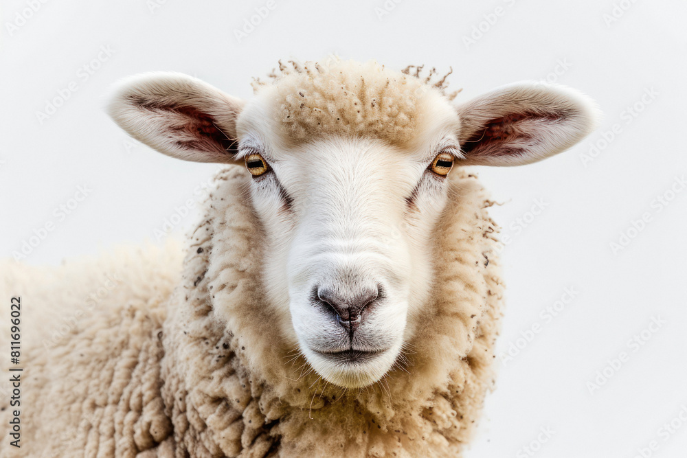 sheep face on white background