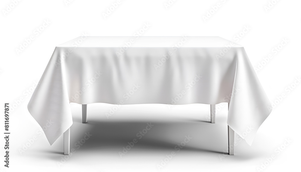 Table with white tablecloth isolated on white Table with white tablecloth isolated on white