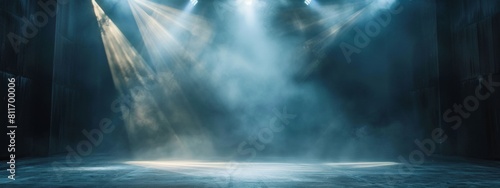vector spotlights shining down on an empty stage with soft light, vector illustration, flat design. 