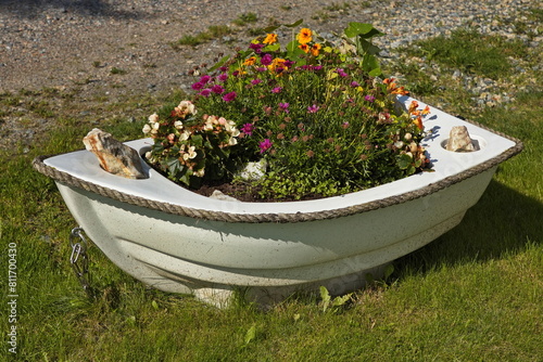Flower pot at Maltes Stig at Salkällefjorden in Sweden, Europe
 photo