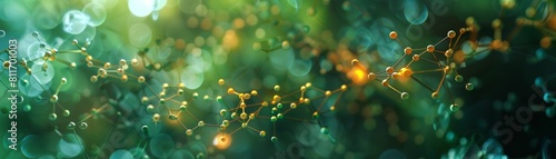 Glowing dandelion seeds floating in the air with a blurred background.