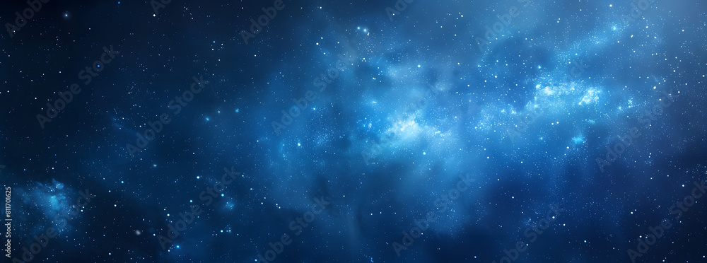 Fototapeta premium Blue night starry sky, space background. Wallpaper with a serene blue night sky