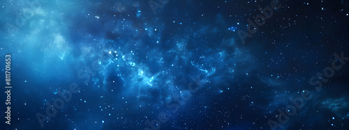 Blue night starry sky, space background. Wallpaper with a serene blue night sky