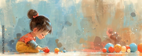 Write a caption for the illustration that captures the playful spirit of the toddler girl photo