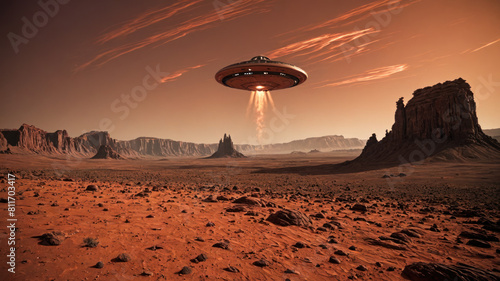 Mars UFO Illustration. AI Generated