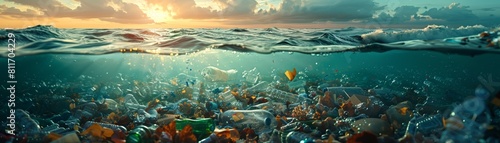 The ocean is filled with plastic, which is harmful to the marine life. We need to recycle more and use less plastic to protect our oceans. photo