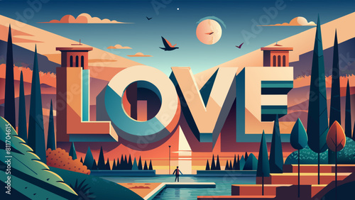 Romantic Sunset Love Concept with Scenic Landscape