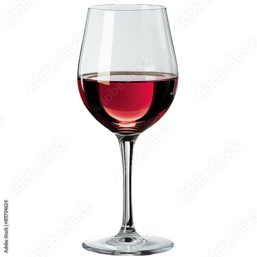 a single glass of red wine. The glass is stemware and the wine is dark red. photo