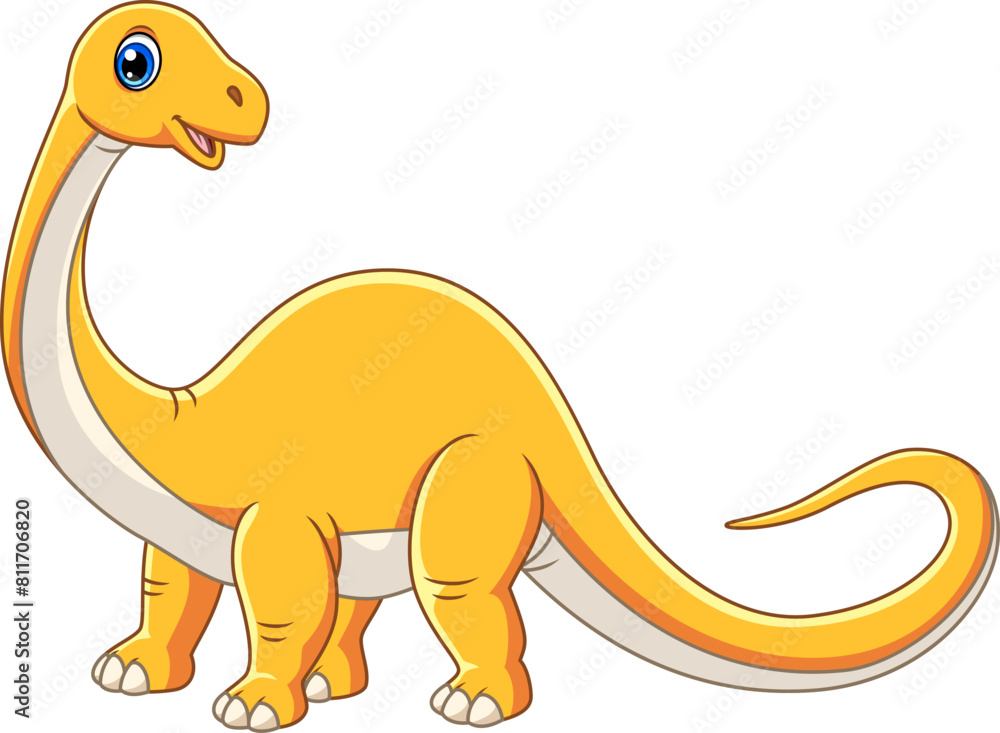 Cartoon funny Brontosaurus isolated on white background Cartoon funny Brontosaurus isolated on white background