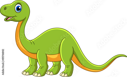 Cartoon funny Brontosaurus isolated on white background