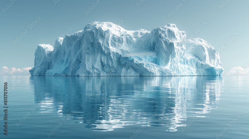 A large ice block floating in the ocean A large ice block floating in the ocean