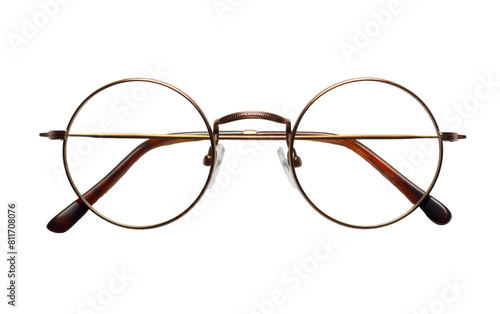 Round Glasses Pair on Transparent Background.