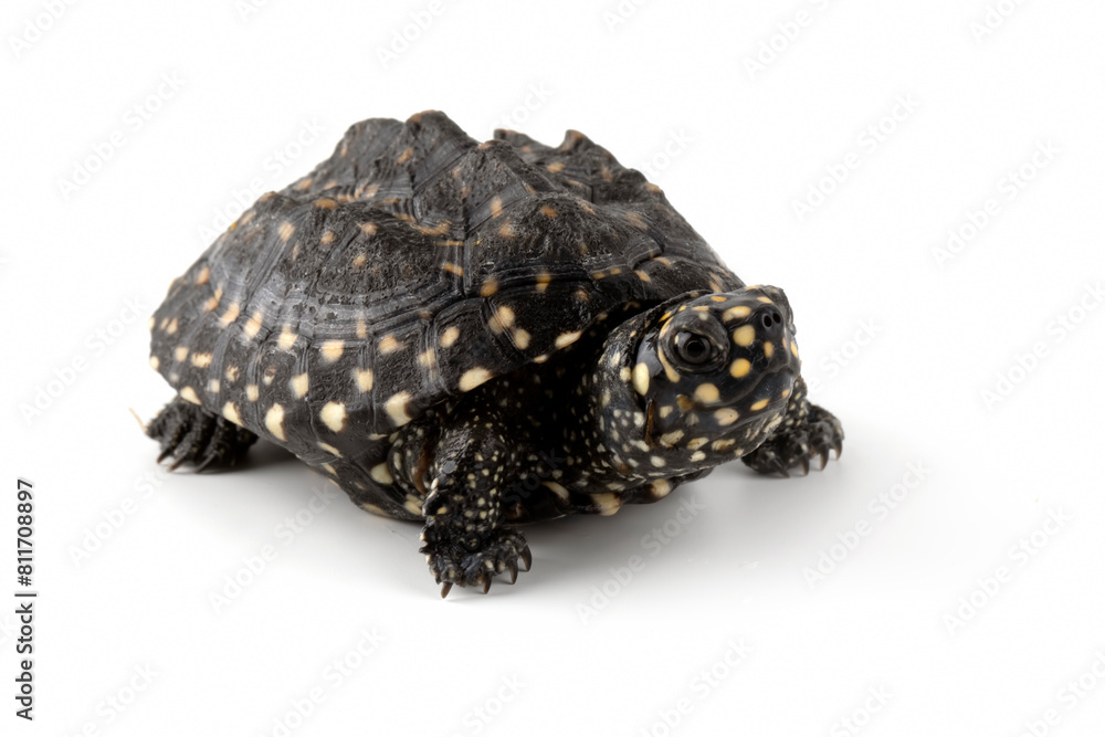 Obraz premium The Black Pond Turtle (Geoclemys hamiltonii) is a freshwater turtle found in South Asia (Paksitan, India, Bangladesh and Sri Lanka).