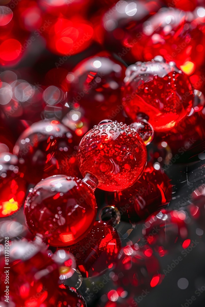 Red water drops on a black background. Red water drops on a black background.