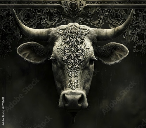 Portrait of cow animal for atmospheric as gothic 