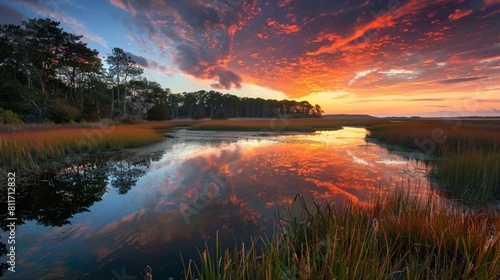 Chincoteague Island marsh sunset in Virginia By Michael photo