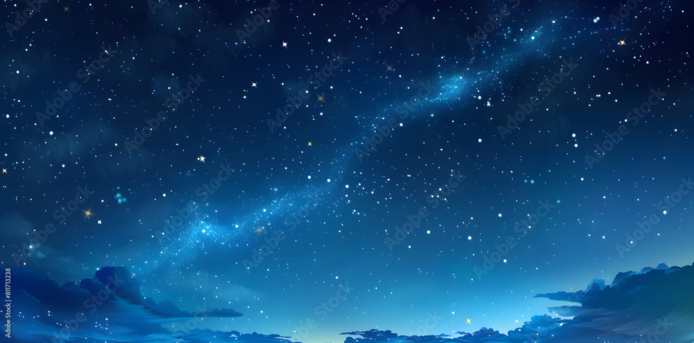 Blue night starry sky, space background. Wallpaper with a serene blue ...