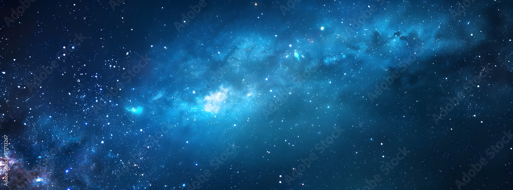 Blue night starry sky, space background. Wallpaper with a serene blue night sky