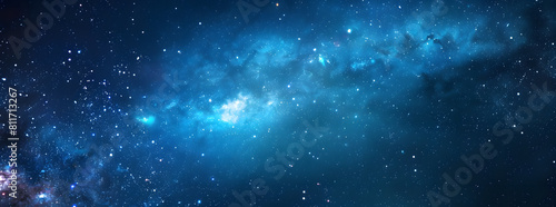 Blue night starry sky  space background. Wallpaper with a serene blue night sky