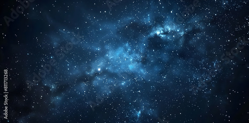 Blue night starry sky  space background. Wallpaper with a serene blue night sky