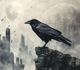 Portrait of crow animal for atmospheric as gothic 