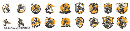 set of motorcross logo template. moto trail mountain bike icon logo vector.