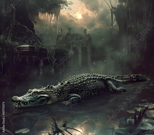 Portrait of crocodile animal for atmospheric as gothic 