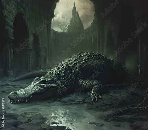 Portrait of crocodile animal for atmospheric as gothic  photo