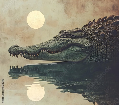 Portrait of crocodile animal for atmospheric as gothic 