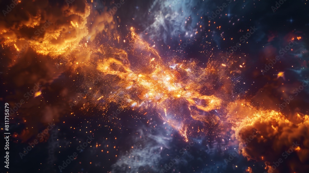 Obraz premium The image is an abstract painting of a nebula