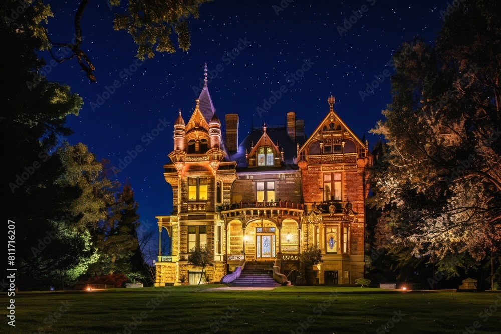 Obraz premium night scene of a historic castle