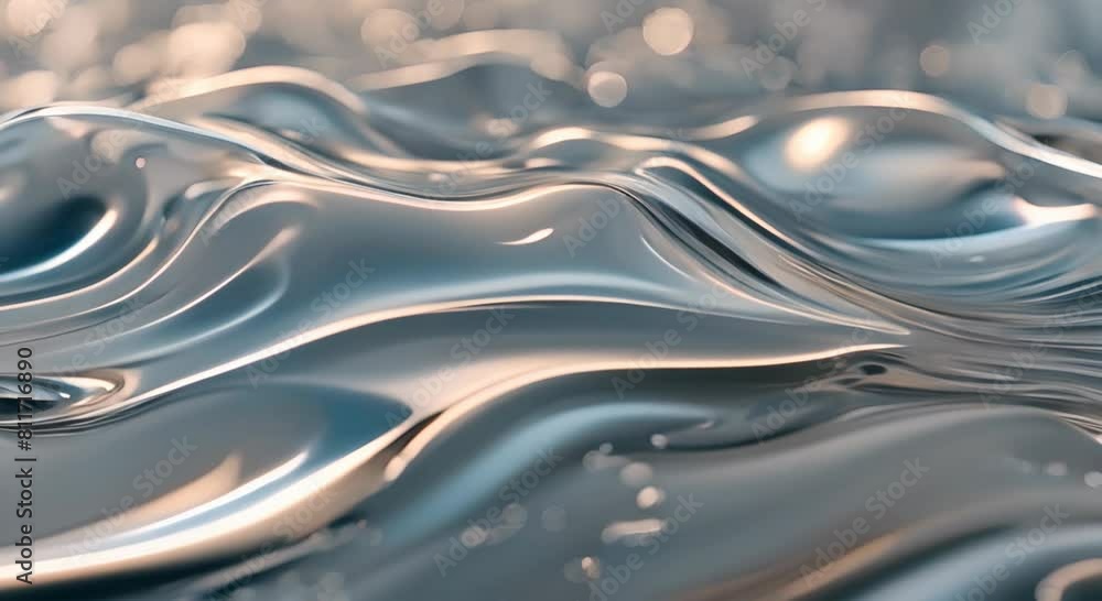 A close-up of a metallic liquid with an abstract A close-up of a metallic liquid with an abstract